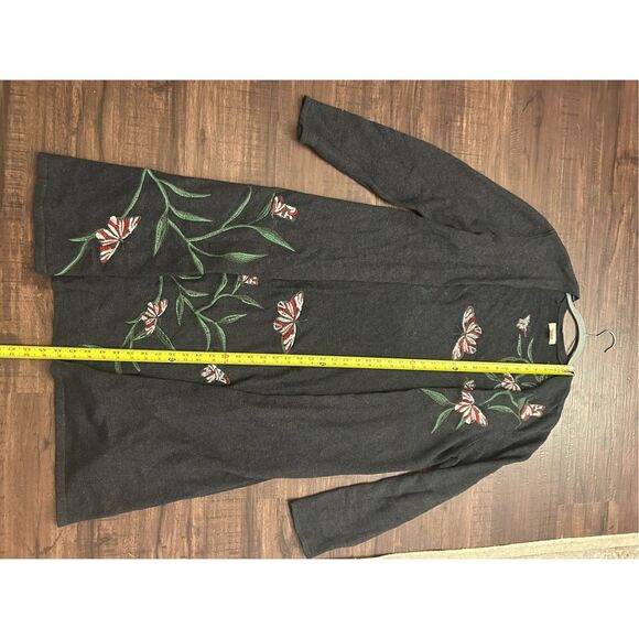 Style & Co. Gray Embroidered Floral Cardigan Duster, Size XL - Picture 2 of 7